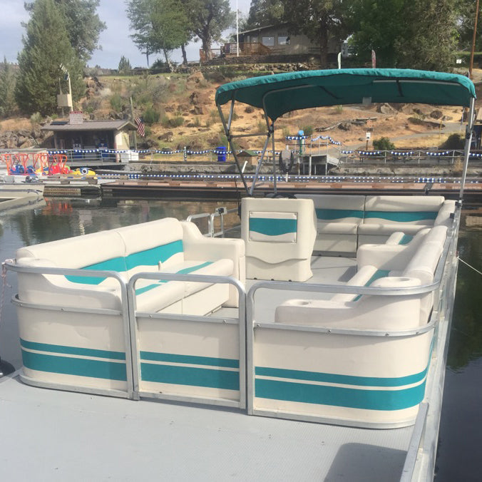 Ivory & Teal Pontoon Boat Seats