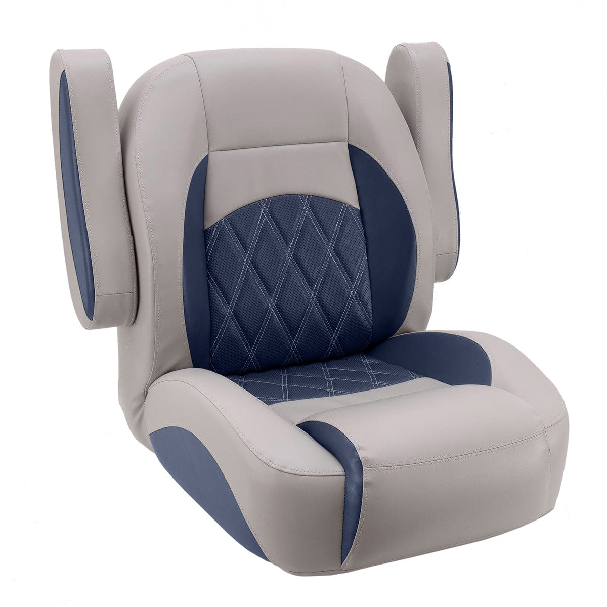 DeckMate Luxury Low Back Helm Chair arms up #color_navy & gray