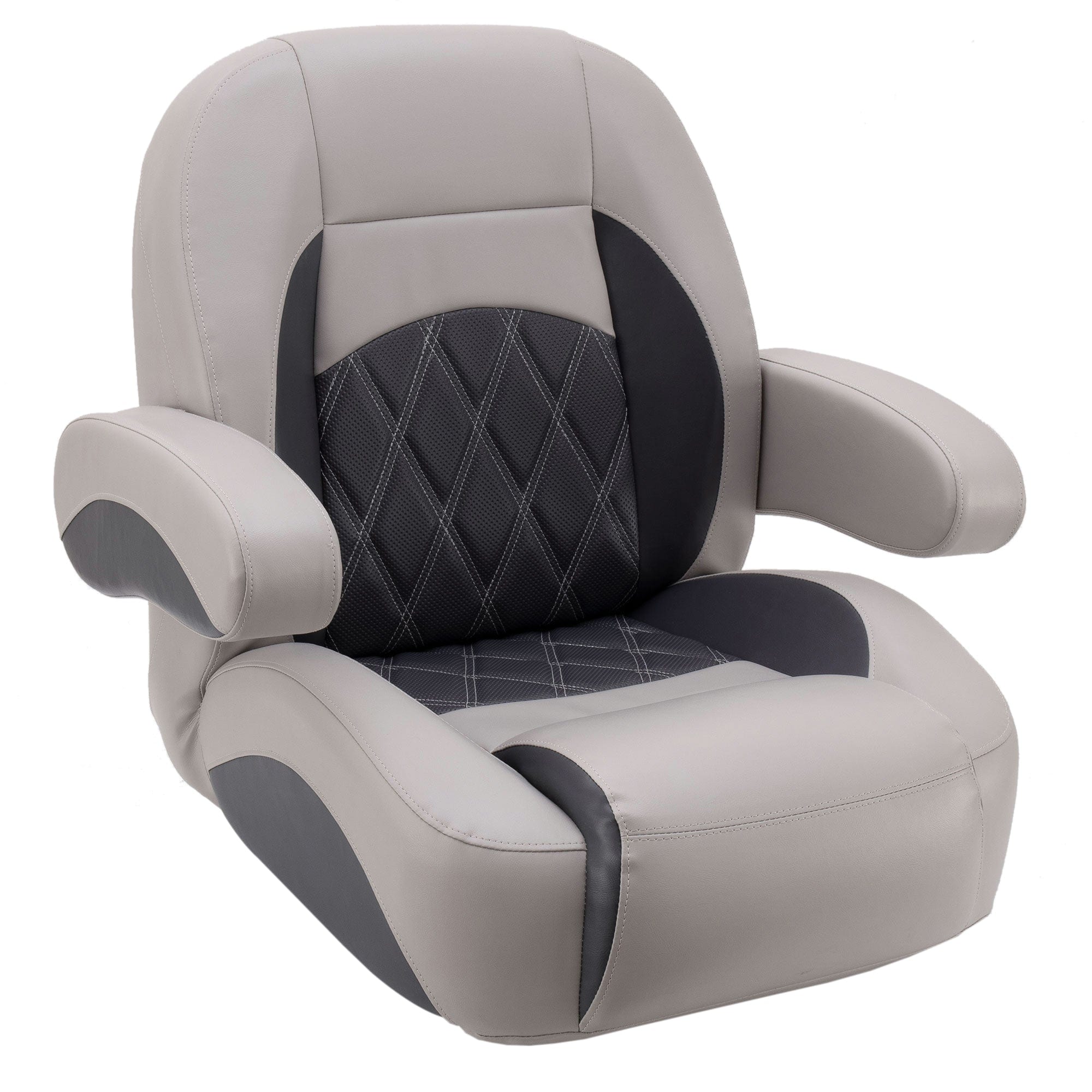 Pontoon Boat Luxury Helm Chair #color_charcoal & gray