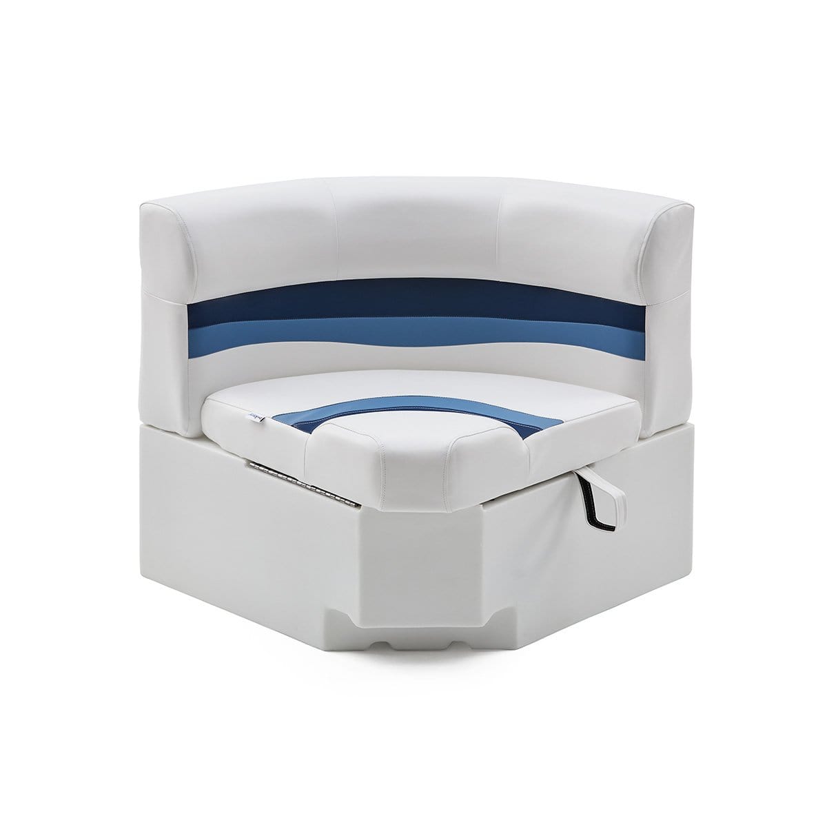 DeckMate Classic Corner Seat for Pontoon #color_white, blue & light blue