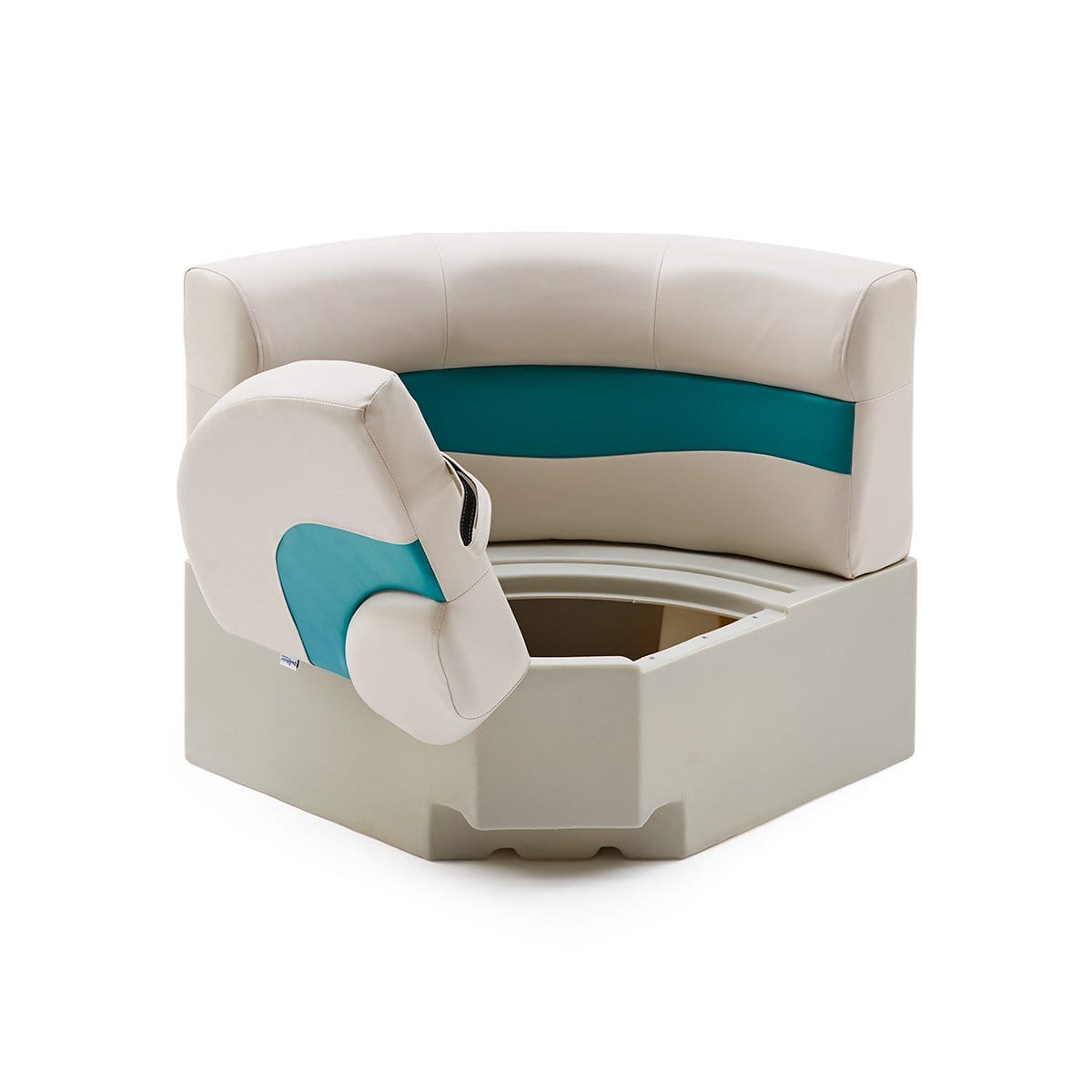 DeckMate Classic Corner Seat for Pontoon Open #color_ivory & teal