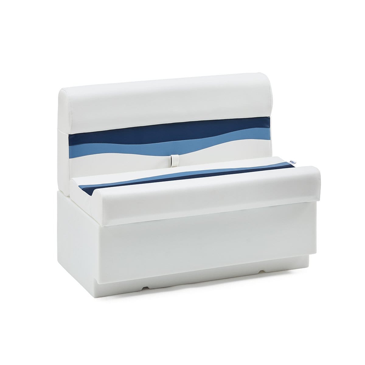 DeckMate Classic Pontoon Boat Bench #color_white, blue & light blue