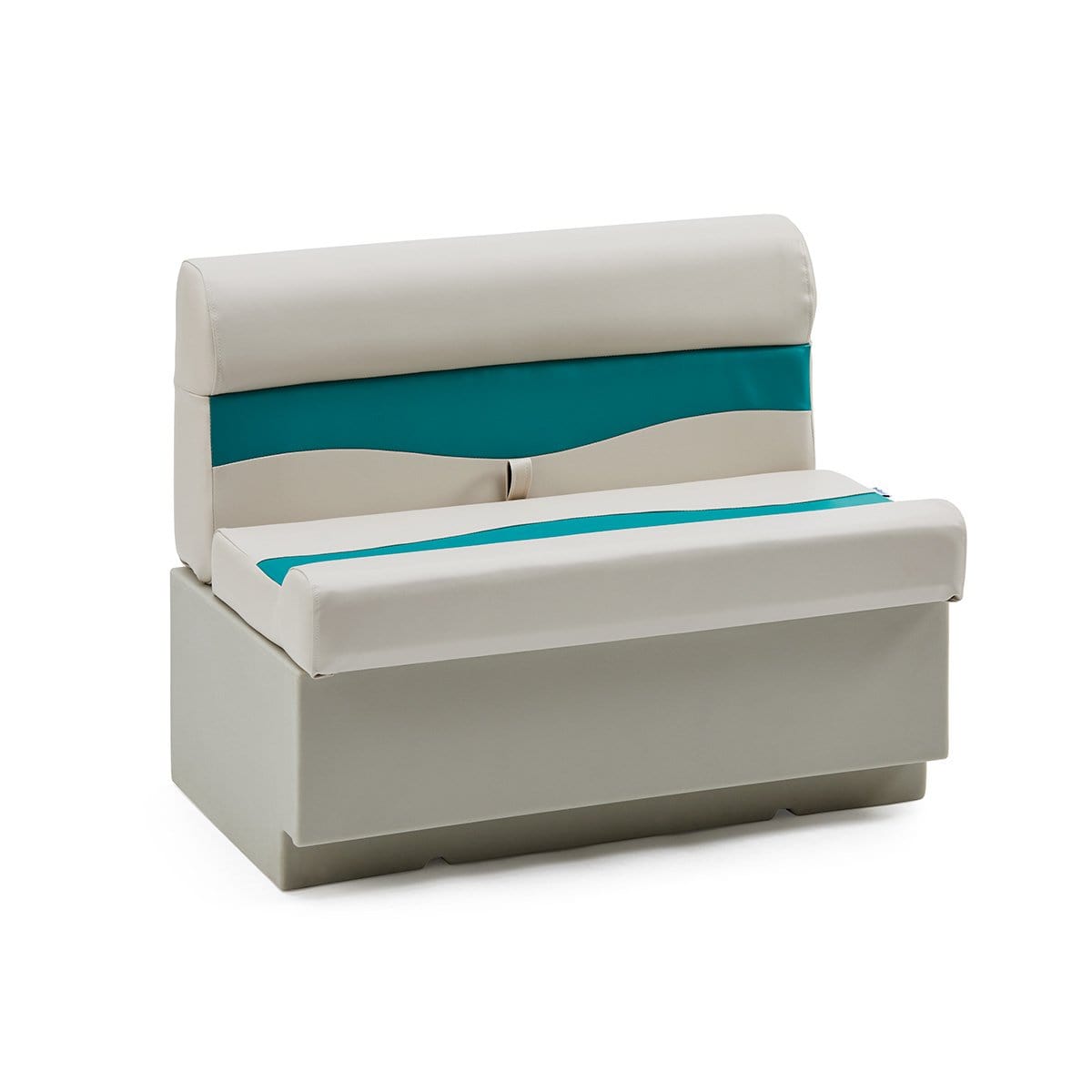 DeckMate Classic Pontoon Boat Bench #color_ivory & teal