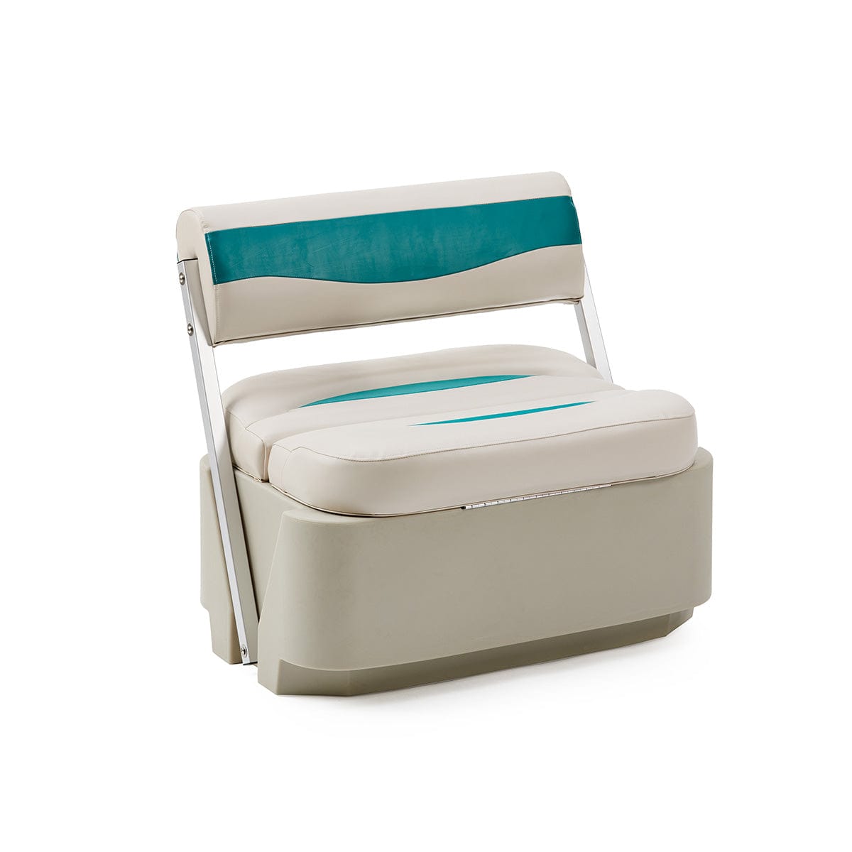 DeckMate Classic Pontoon Boat Flip Flop Seat #color_ivory & teal