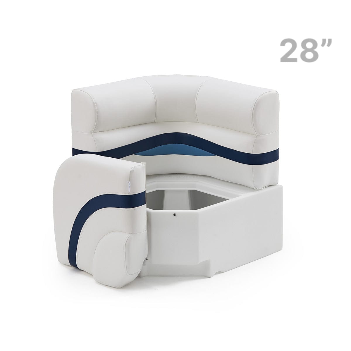 Pontoon Boat Corner Seat Open #color_white, blue & light blue