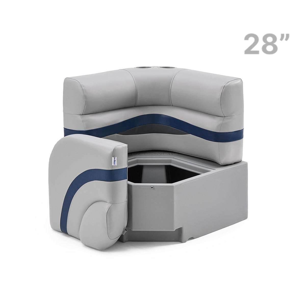 Pontoon Boat Corner Seat Open #color_gray, blue & charcoal