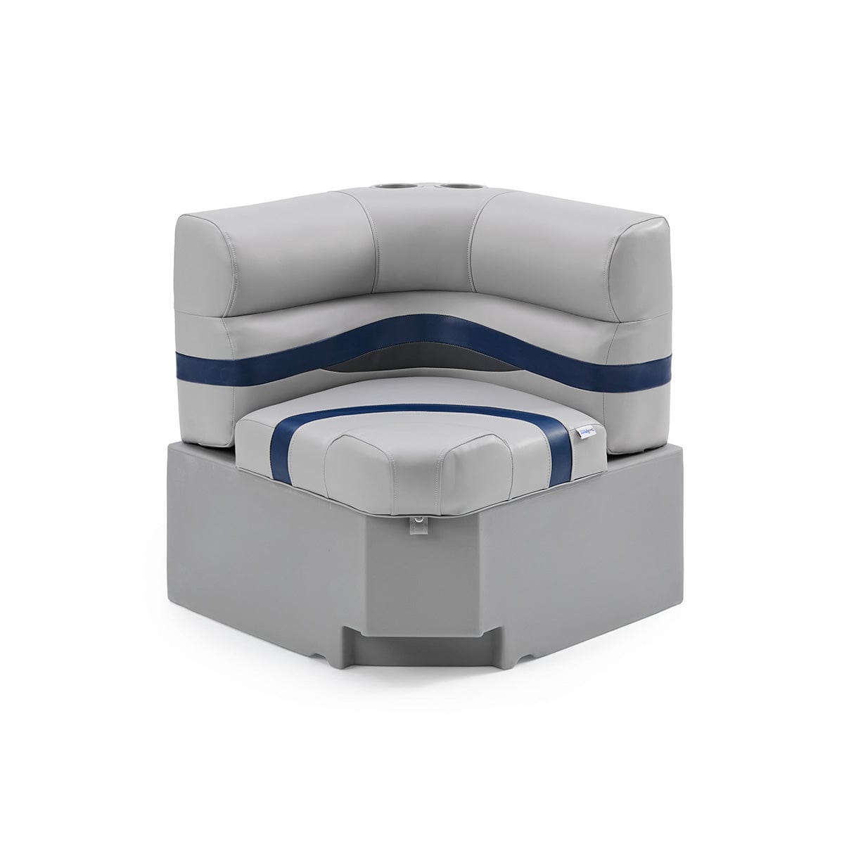 Pontoon Boat Corner Seat #color_gray, blue & charcoal