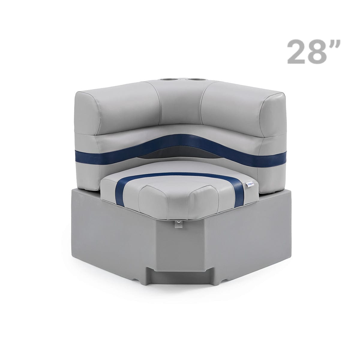 Pontoon Boat Corner Seat #color_gray, blue & charcoal