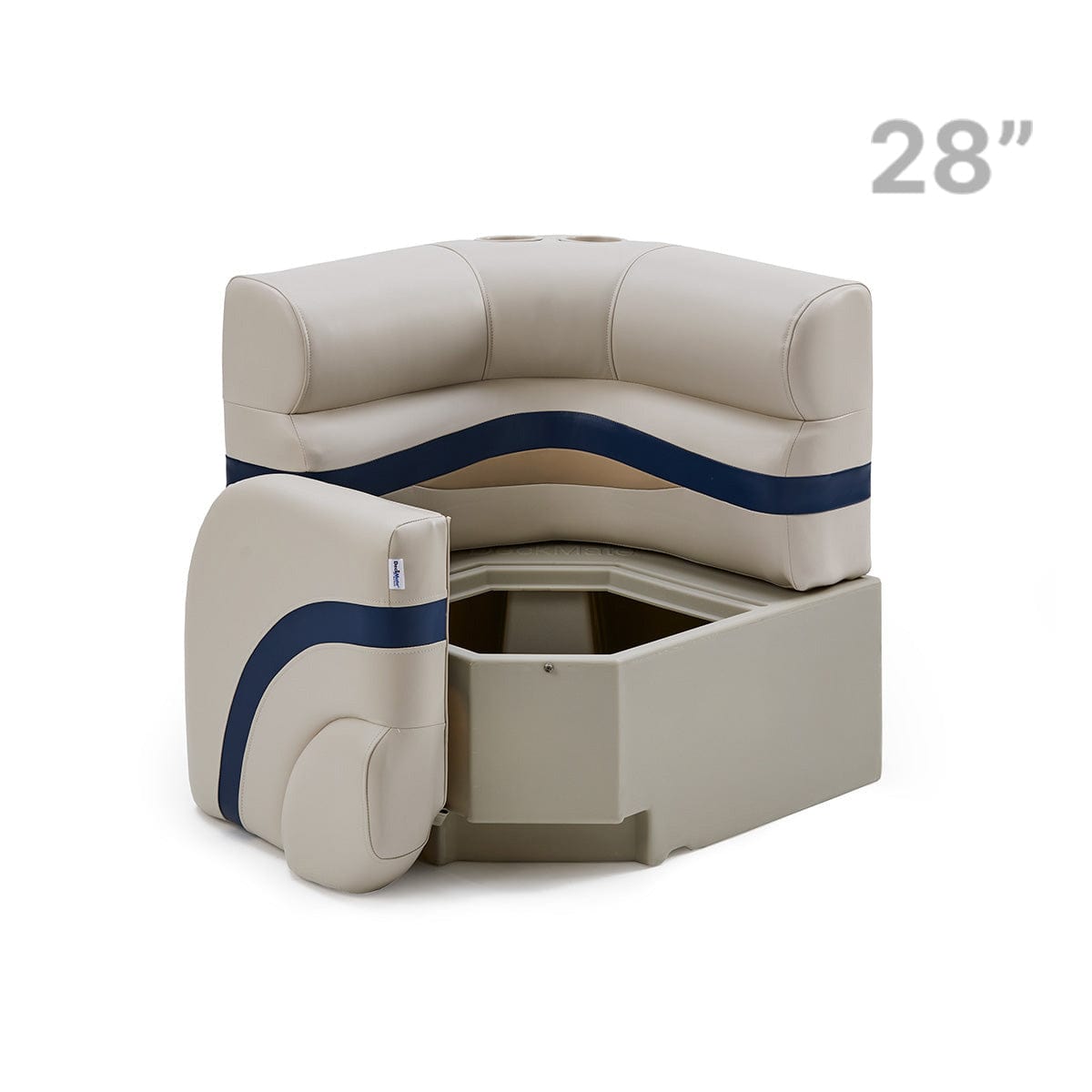 Pontoon Boat Corner Seat Open #color_ivory, blue & tan