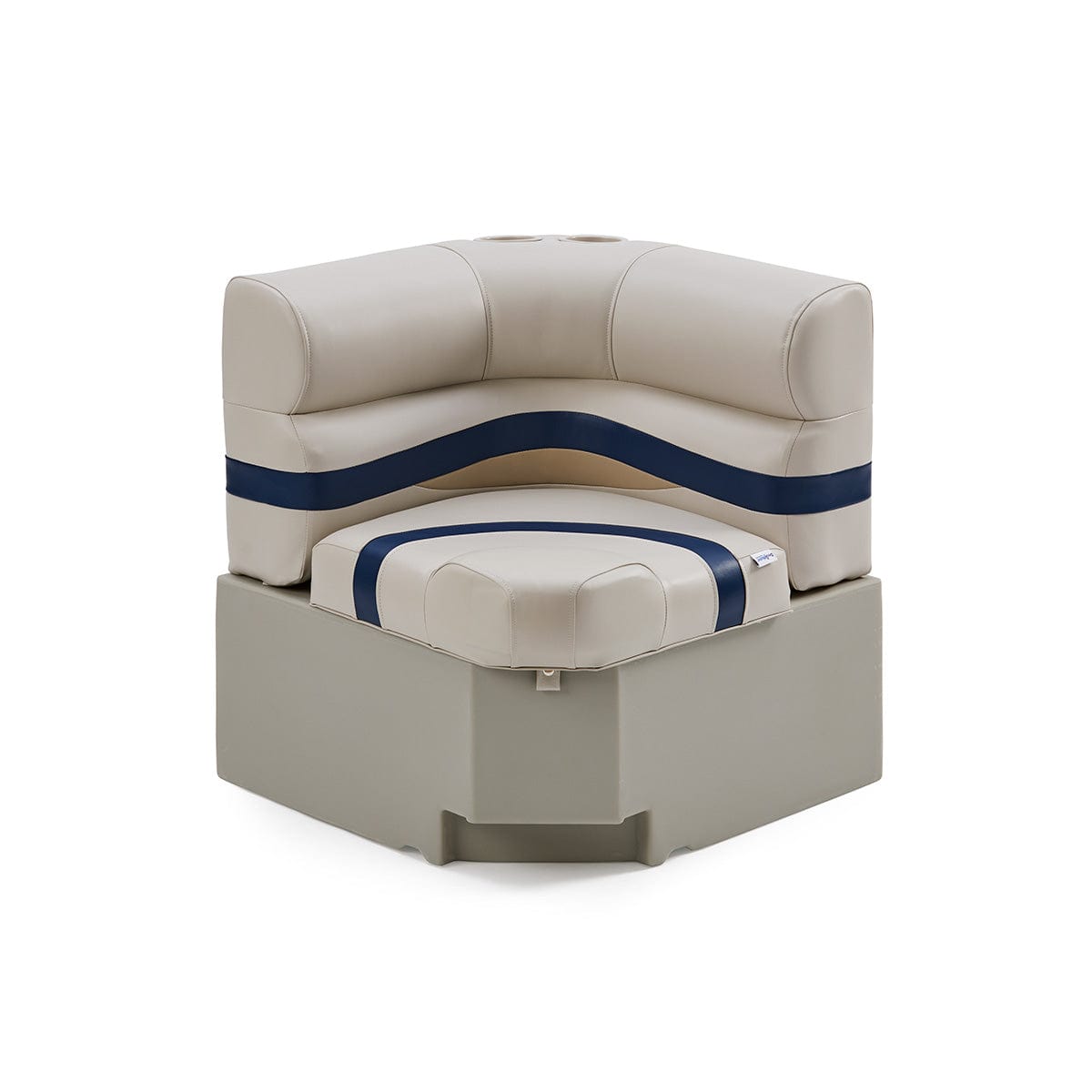 Pontoon Boat Corner Seat #color_ivory, blue & tan