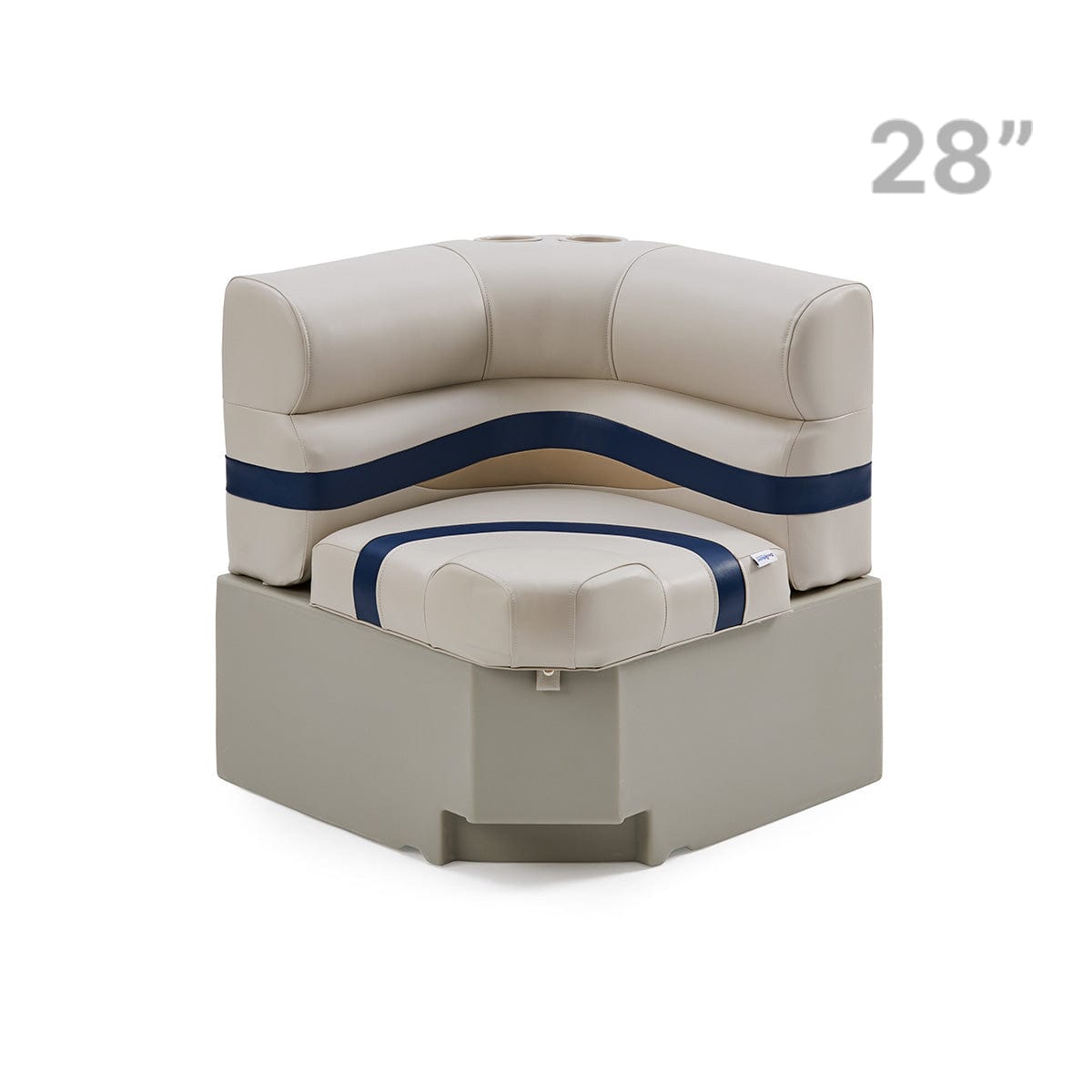 Pontoon Boat Corner Seat #color_ivory, blue & tan