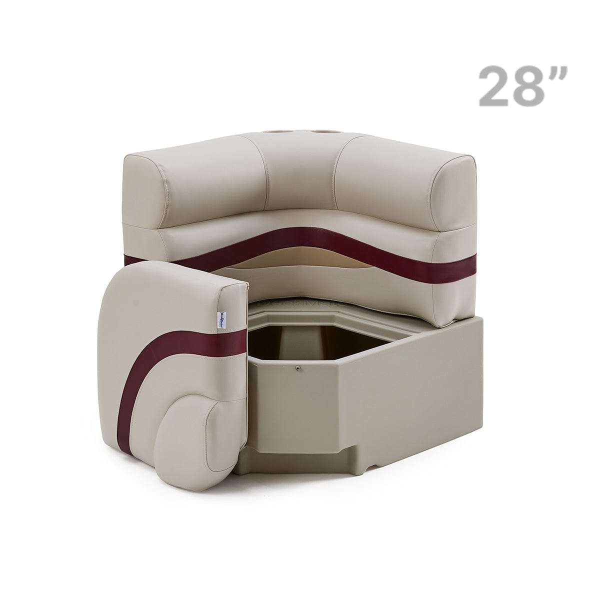 Pontoon Boat Corner Seat Open #color_ivory, burgundy & tan