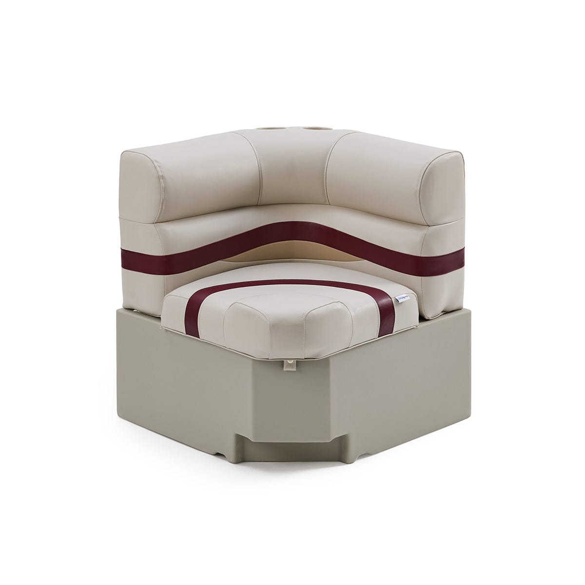 Pontoon Boat Corner Seat #color_ivory, burgundy & tan