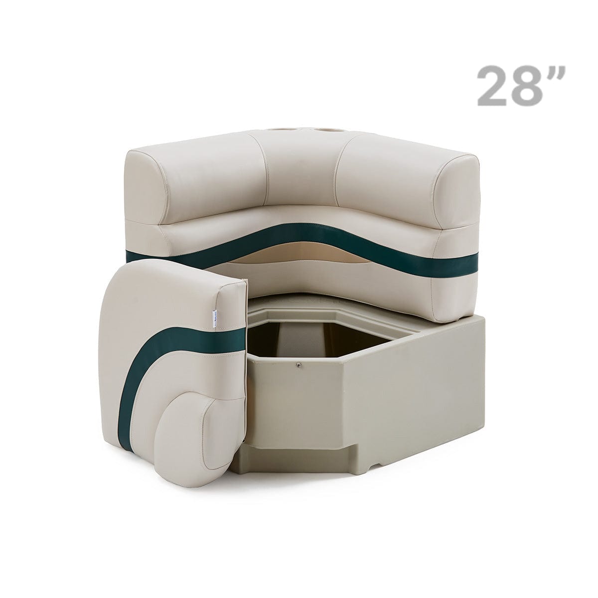 Pontoon Boat Corner Seat Open #color_ivory, green & tan