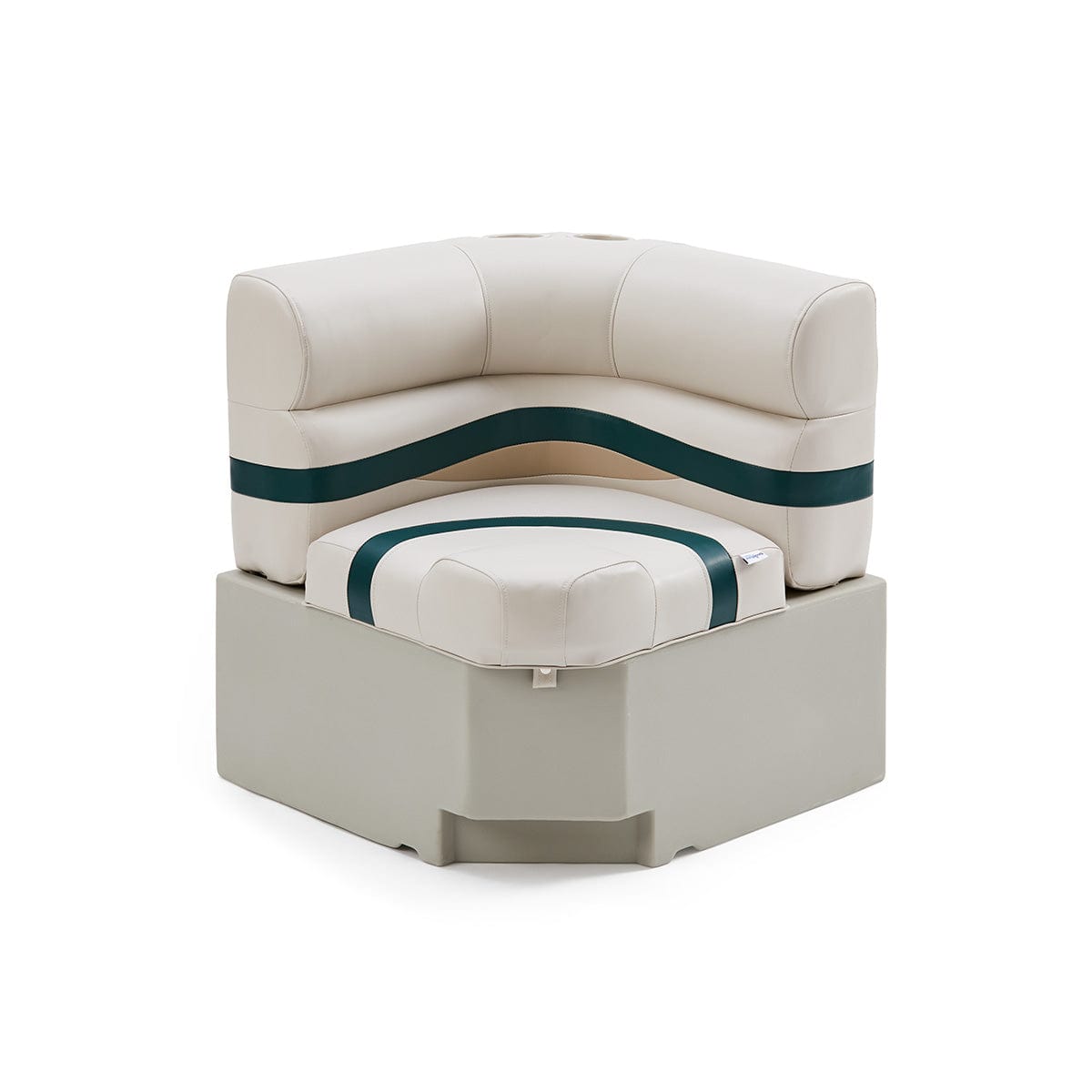 Pontoon Boat Corner Seat #color_ivory, green & tan