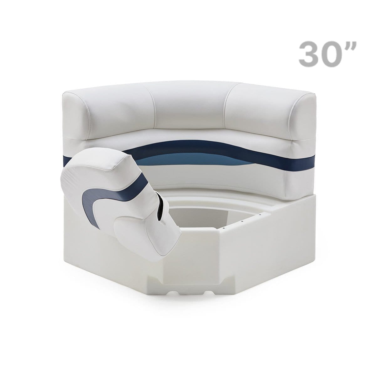 Pontoon Boat Corner Seat Open #color_white, blue & light blue