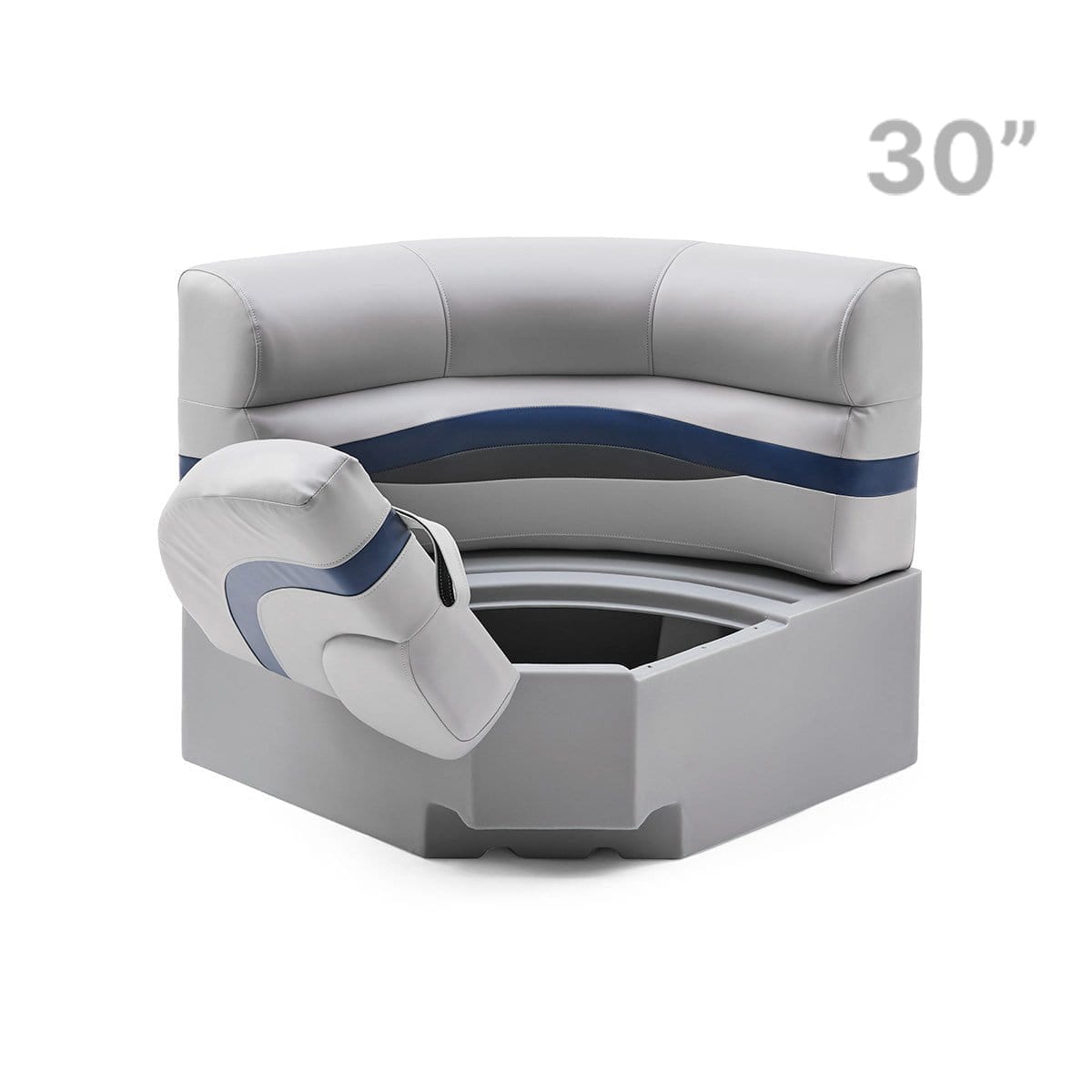 Pontoon Boat Corner Seat Open #color_gray, blue & charcoal