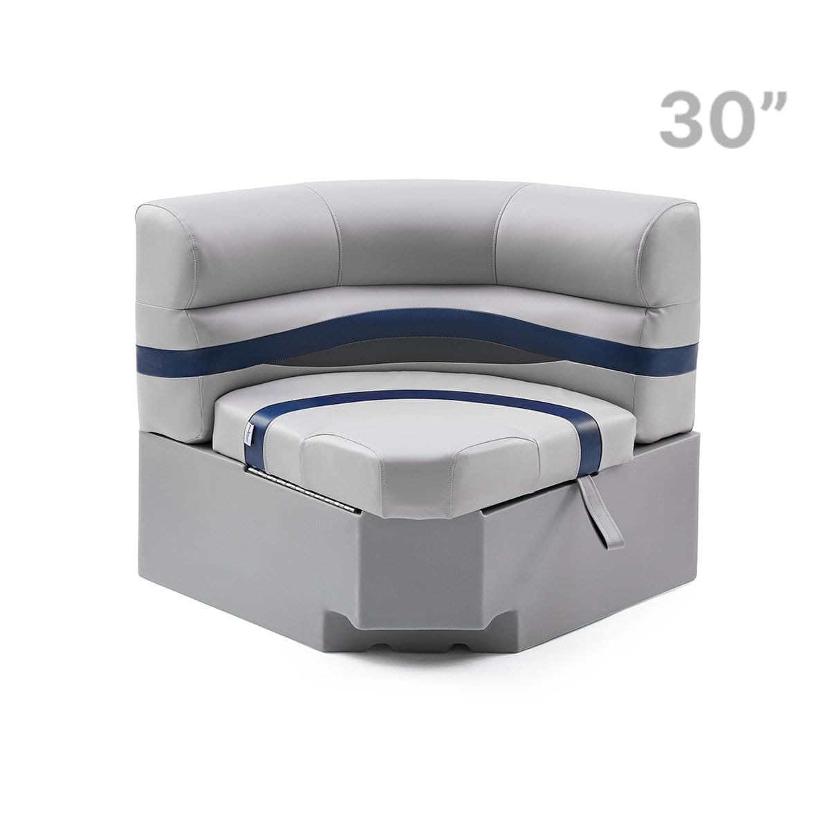 Pontoon Boat Corner Seat #color_gray, blue & charcoal