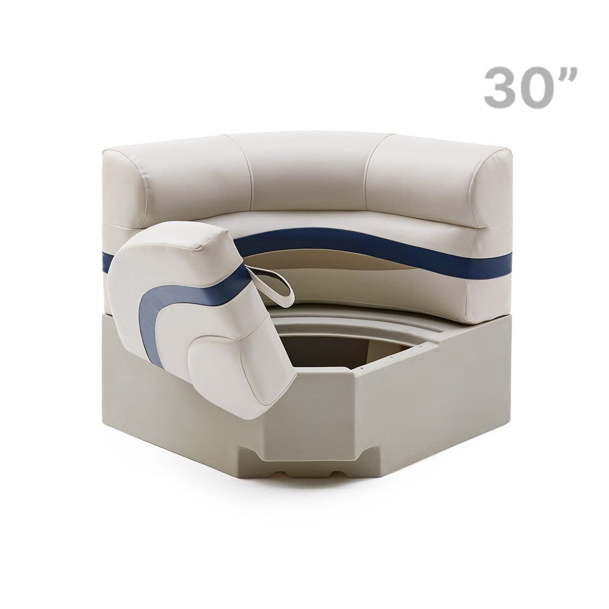 Pontoon Boat Corner Seat Open #color_ivory, blue & tan