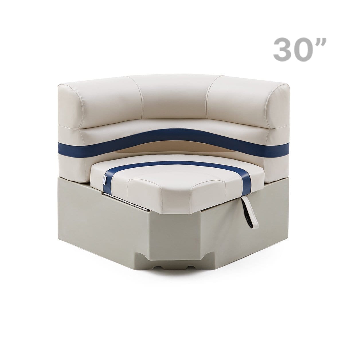 Pontoon Boat Corner Seat #color_ivory, blue & tan