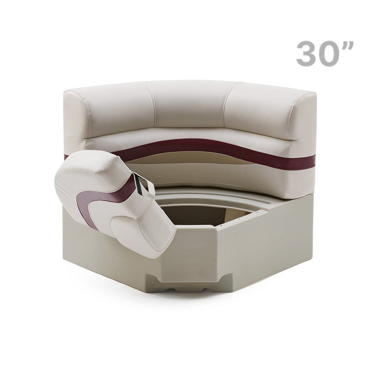 Pontoon Boat Corner Seat Open #color_ivory, burgundy & tan