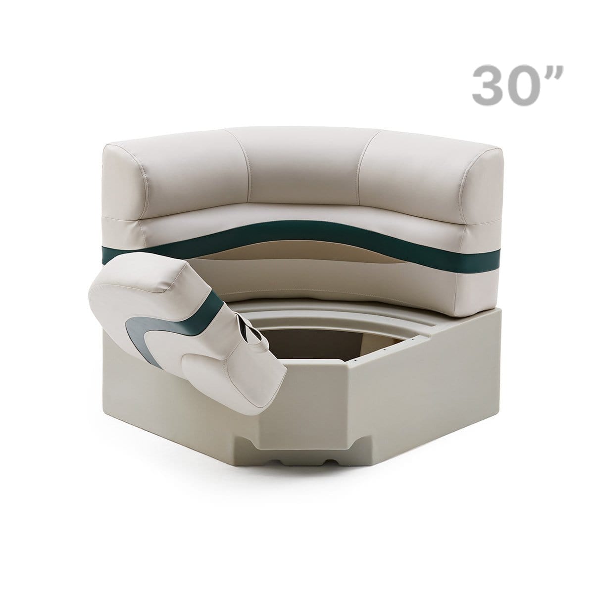 Pontoon Boat Corner Seat Open #color_ivory, green & tan