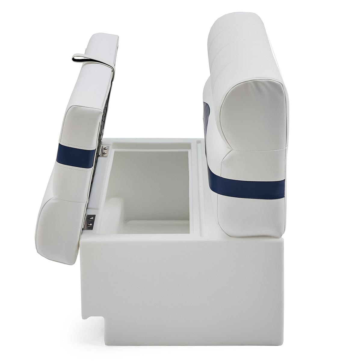 Pontoon Boat Bench Seat Open #color_white, blue & light blue