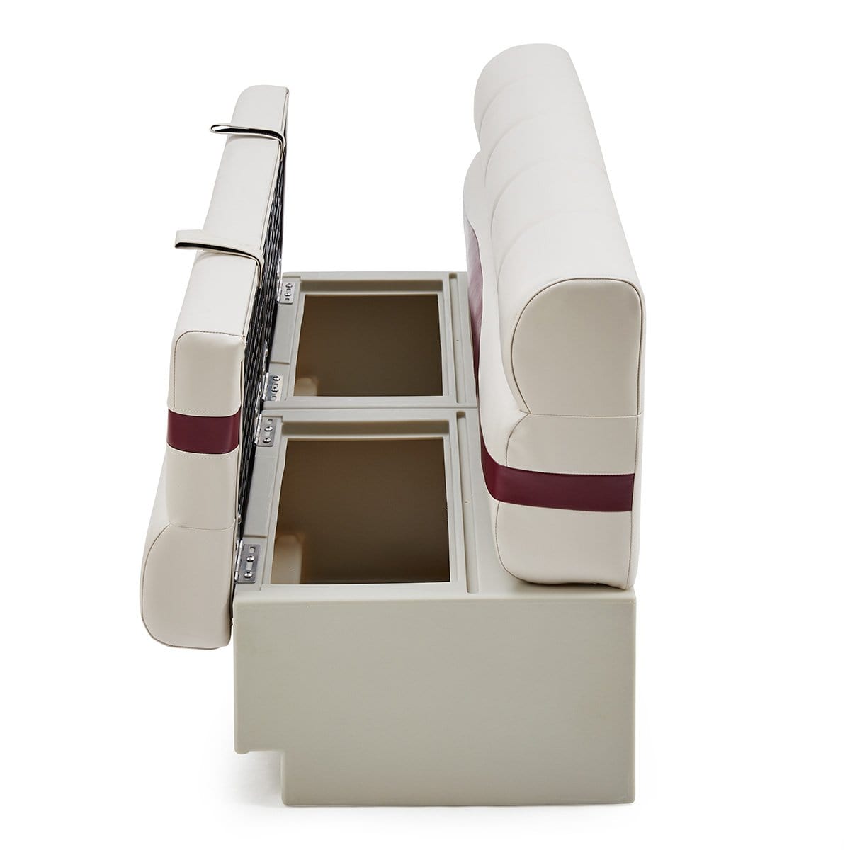 Pontoon Boat Long Bench Seat Open #color_ivory, burgundy & tan