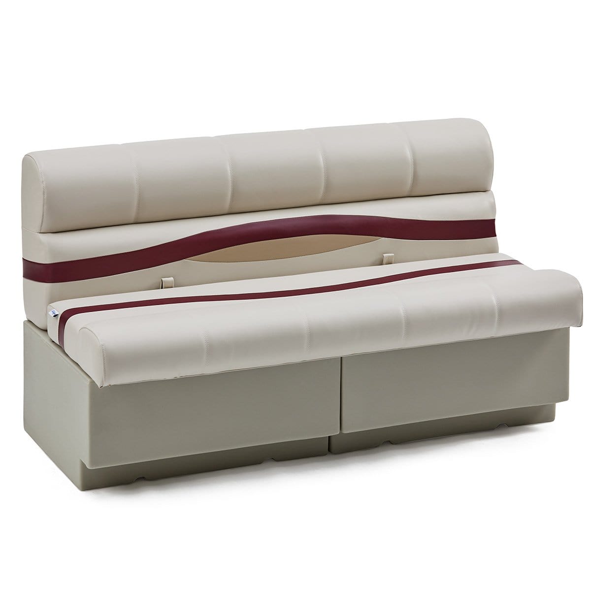 Pontoon Boat Long Bench Seat #color_ivory, burgundy & tan