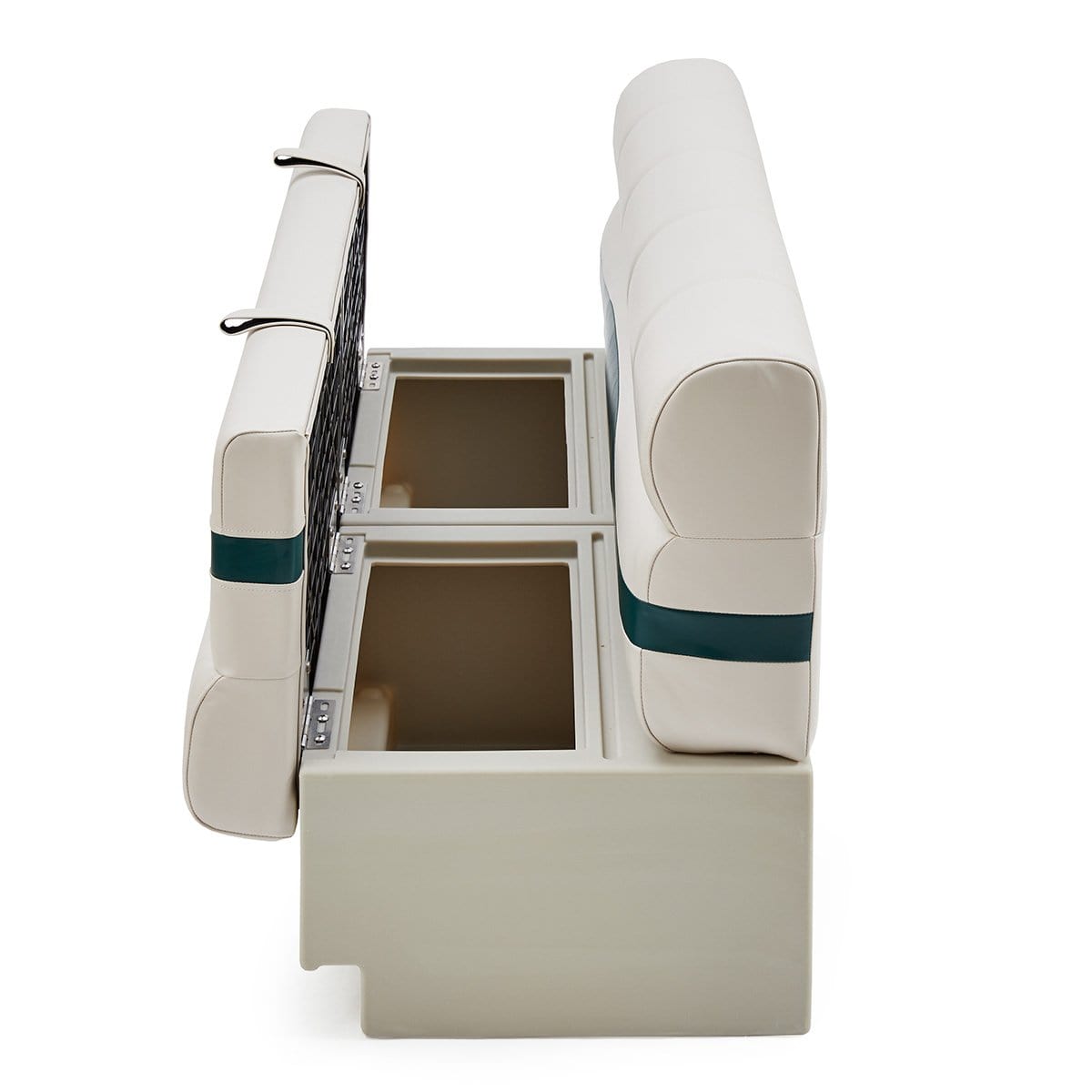 Pontoon Boat Long Bench Seat Open #color_ivory, green & tan