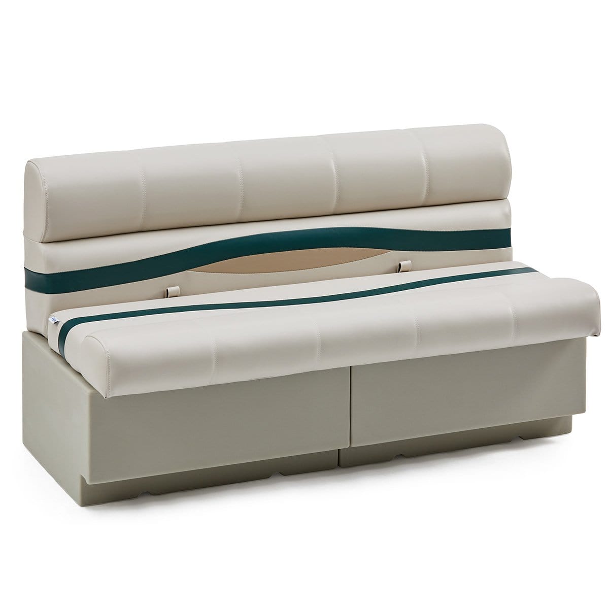 Pontoon Boat Long Bench Seat #color_ivory, green & tan