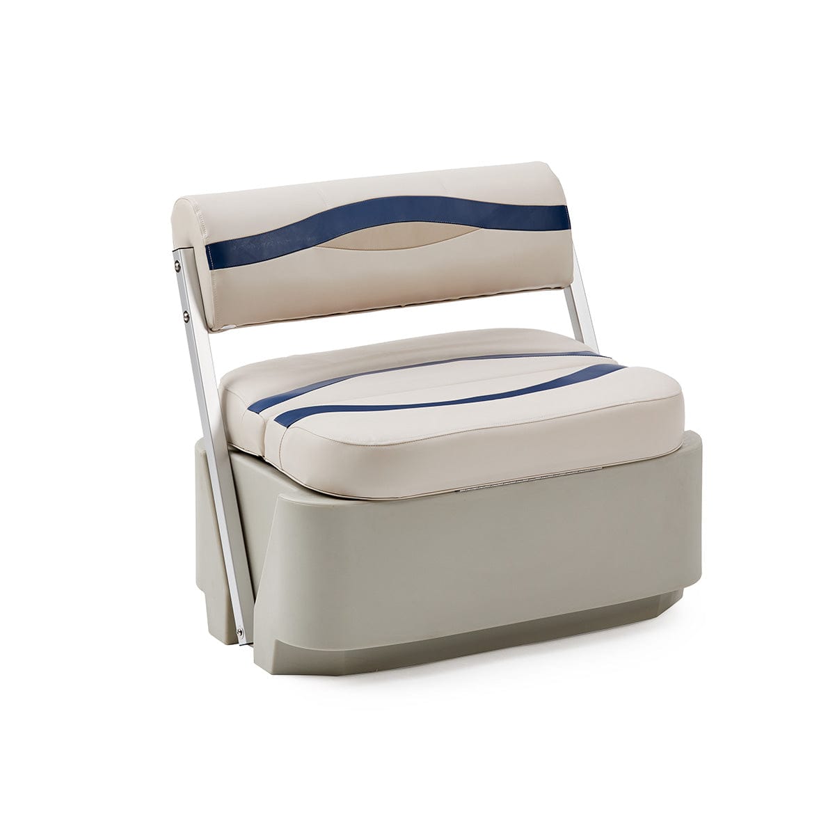 Pontoon Boat Flip Flop Seats #color_ivory, blue & tan