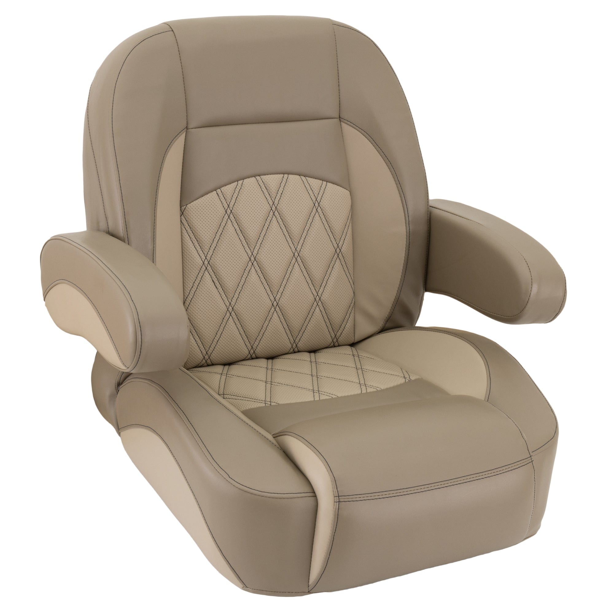 Pontoon Boat Luxury Helm Chair #color_tan & beige