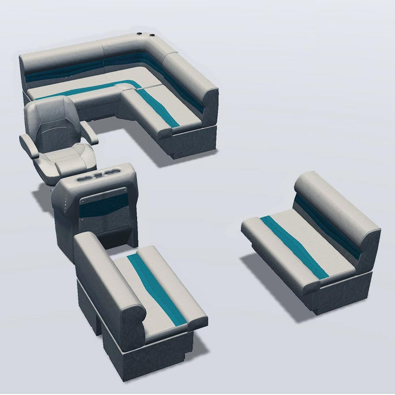 Stern entry pontoon seat package with bow double bench