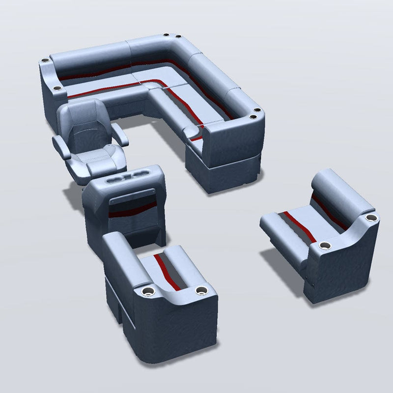 Stern entry pontoon seat package with cupholder bow double bench and corner seats