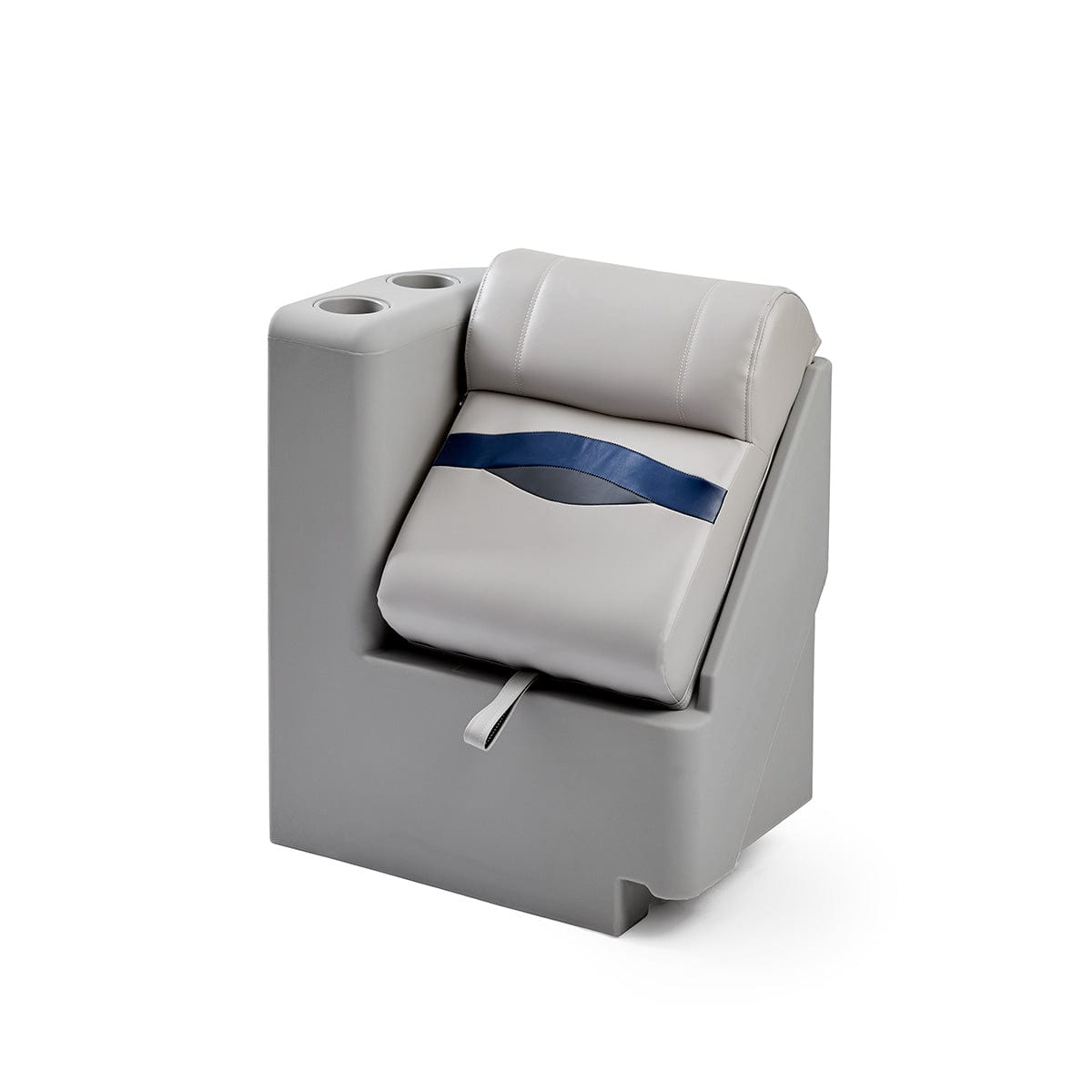 Pontoon Boat Lean Back Seat #color_gray, blue & charcoal