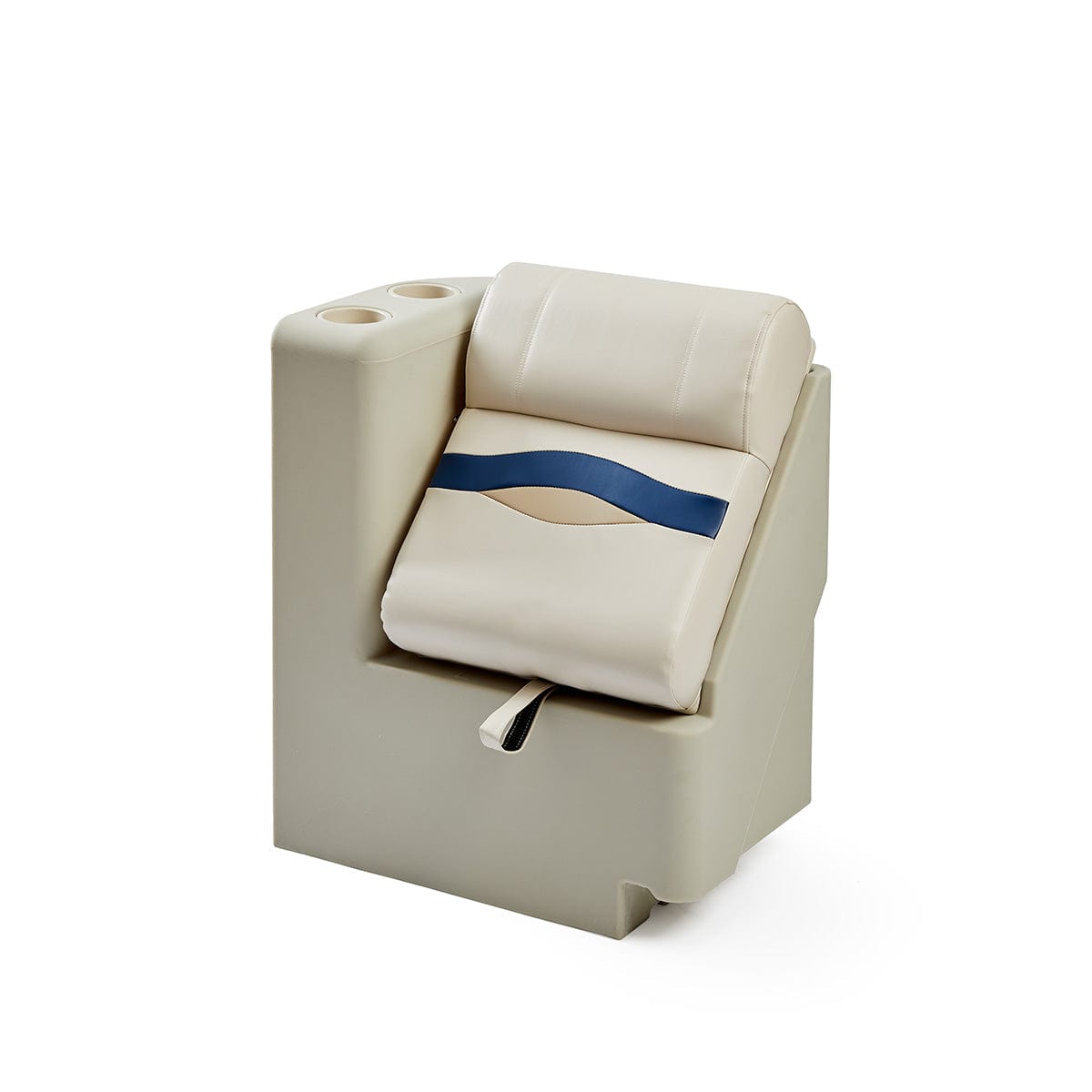 Pontoon Boat Lean Back Seat #color_ivory, blue & tan