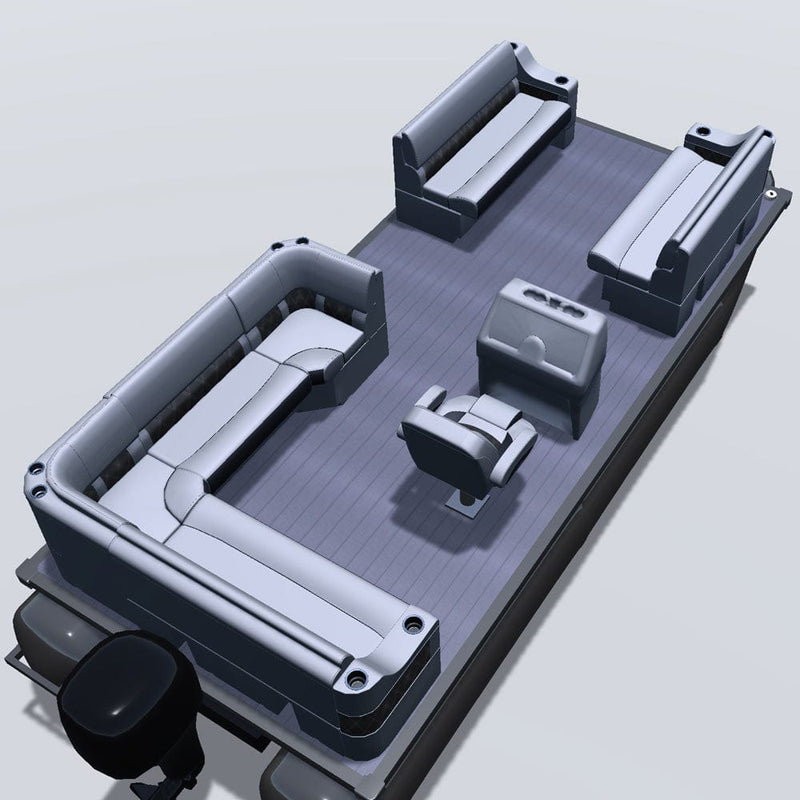 Side entry aft L-bench pontoon seat package with cupholder bow double bench seats back 