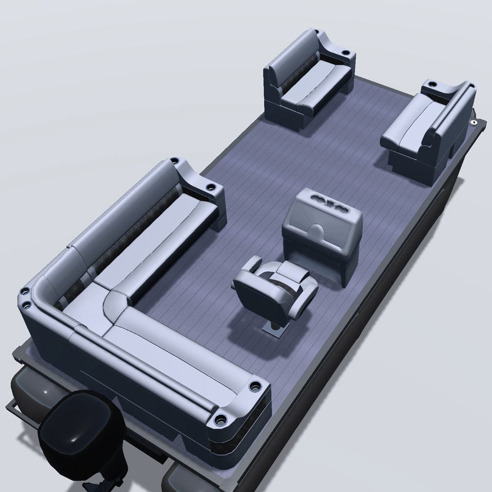 Side entry aft L-bench pontoon seat package with cupholder bow double bench seats back 