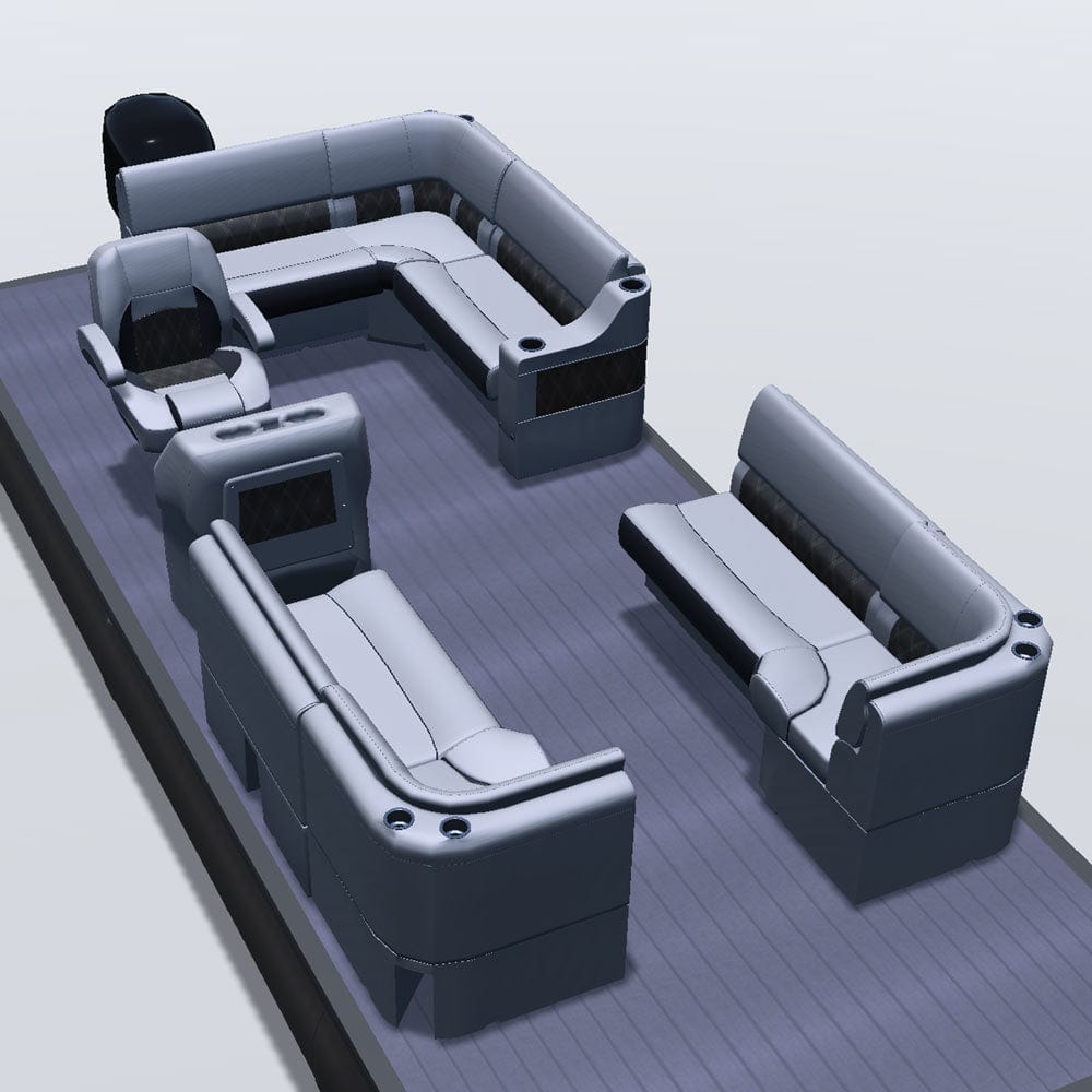 Stern entry pontoon seat package with bow double bench and corner seats 