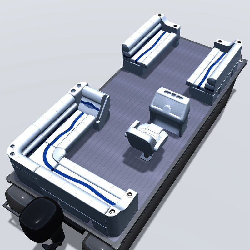 Side entry aft L-bench pontoon seat package with cupholder bow double bench seats back 