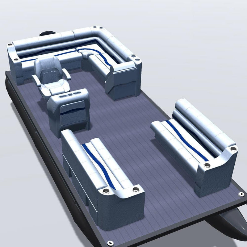 Side entry aft L-bench pontoon seat package with cupholder bow double bench seats