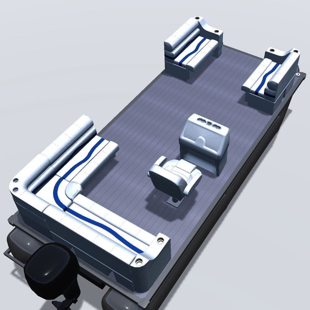 Side entry aft L-bench pontoon seat package with cupholder bow double bench seats back 