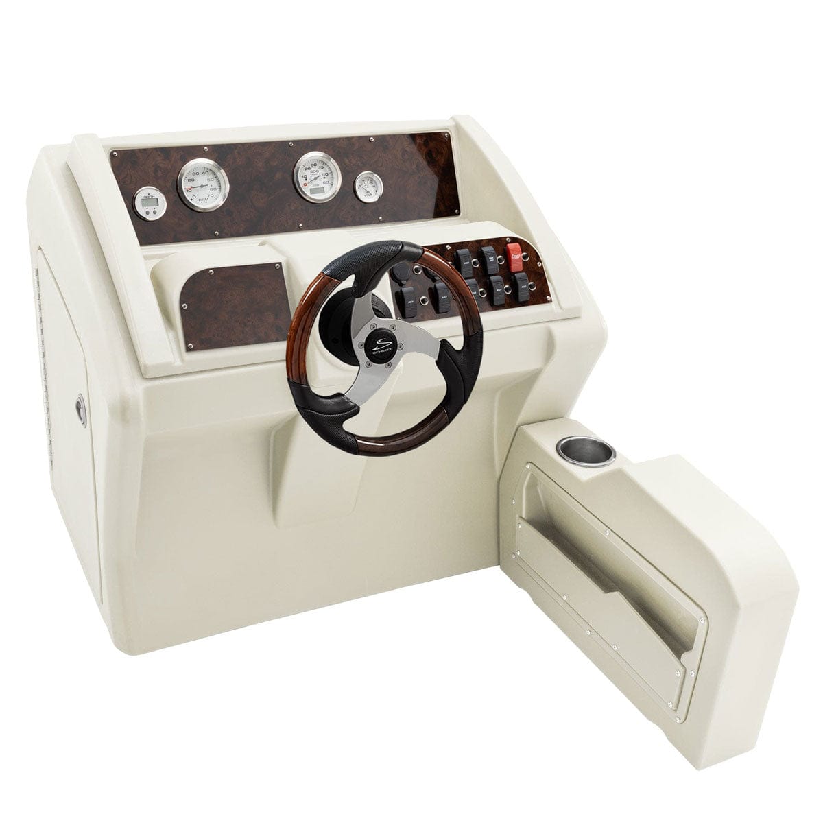 DeckMate Luxury Deluxe Large Helm Console Burlwood #color_ivory & invisible