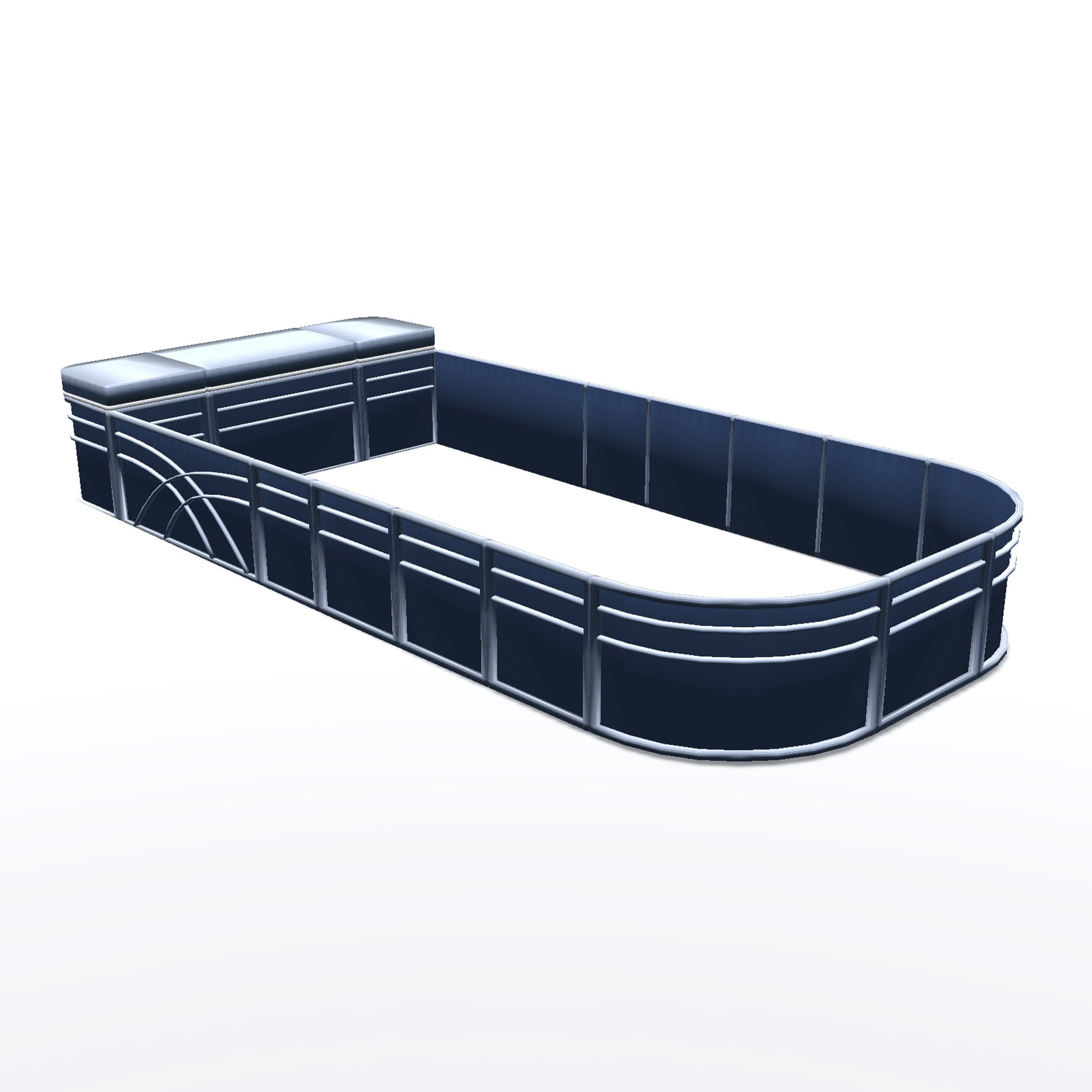 Pontoon Boat Fence Railing Navy - Gray Cushion