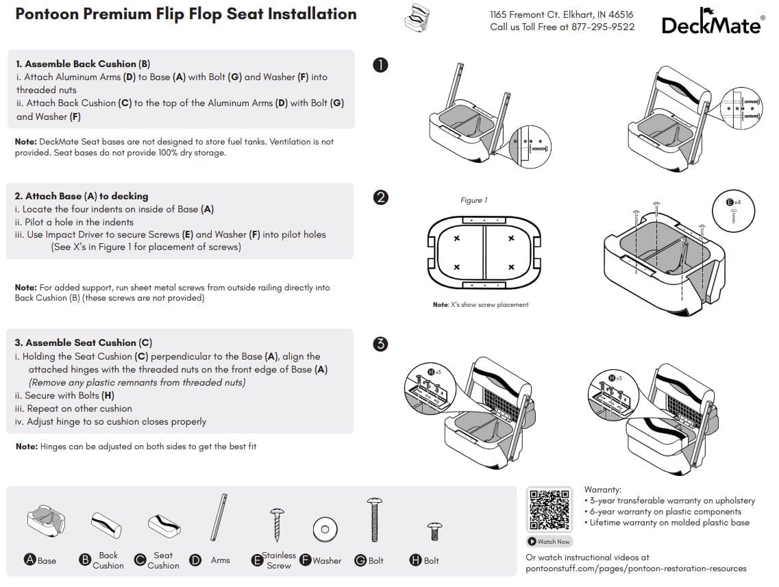 Premium Flip Flop Pontoon Boat Seats