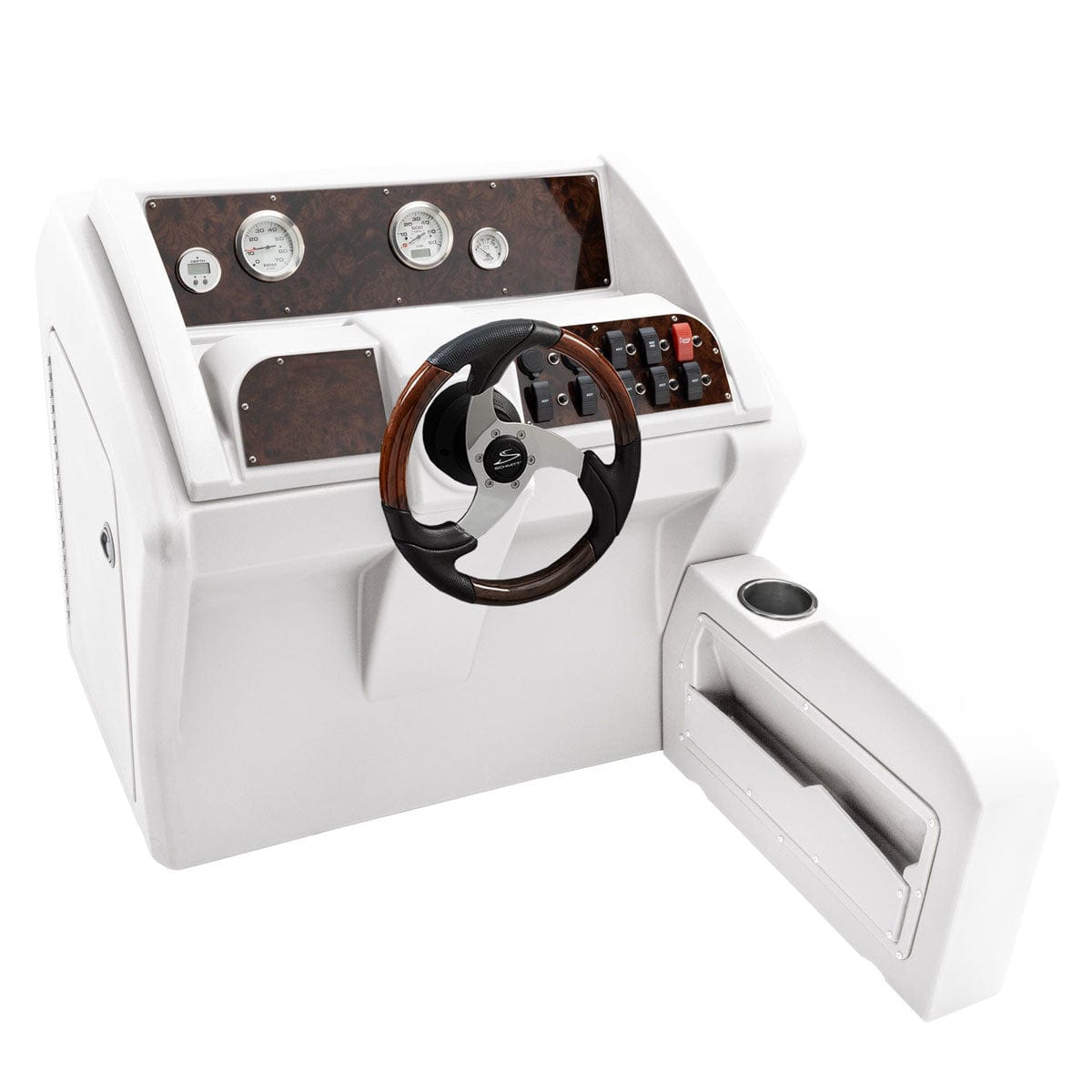 DeckMate Luxury Deluxe Large Helm Console Burlwood #color_white & invisible