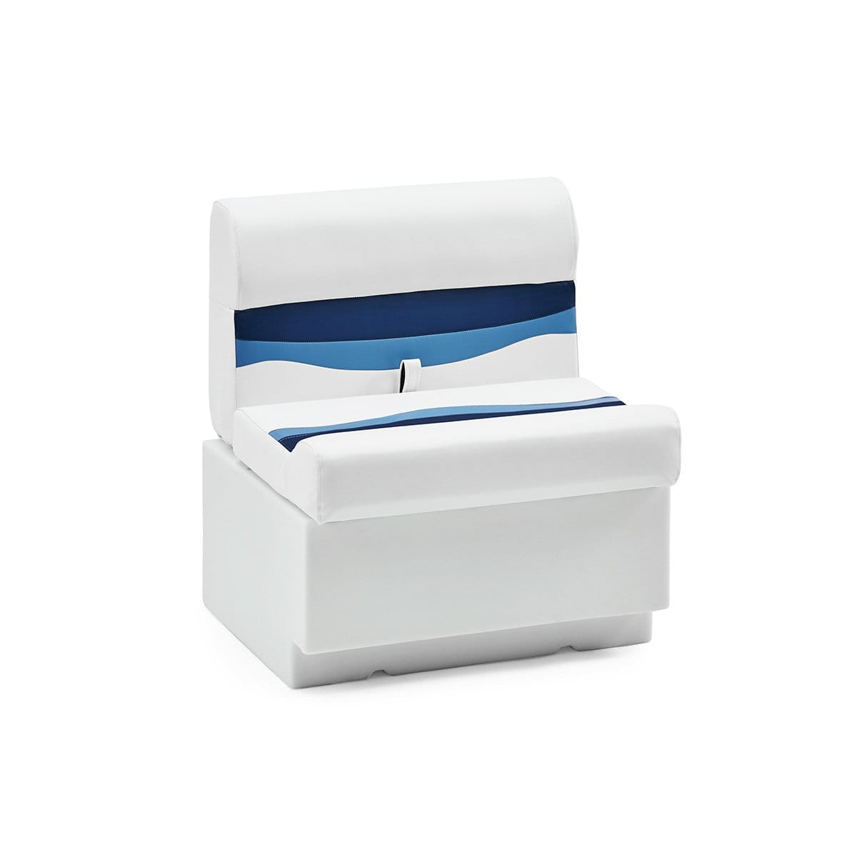 DeckMate Classic Pontoon Boat Bench #color_white, blue & light blue