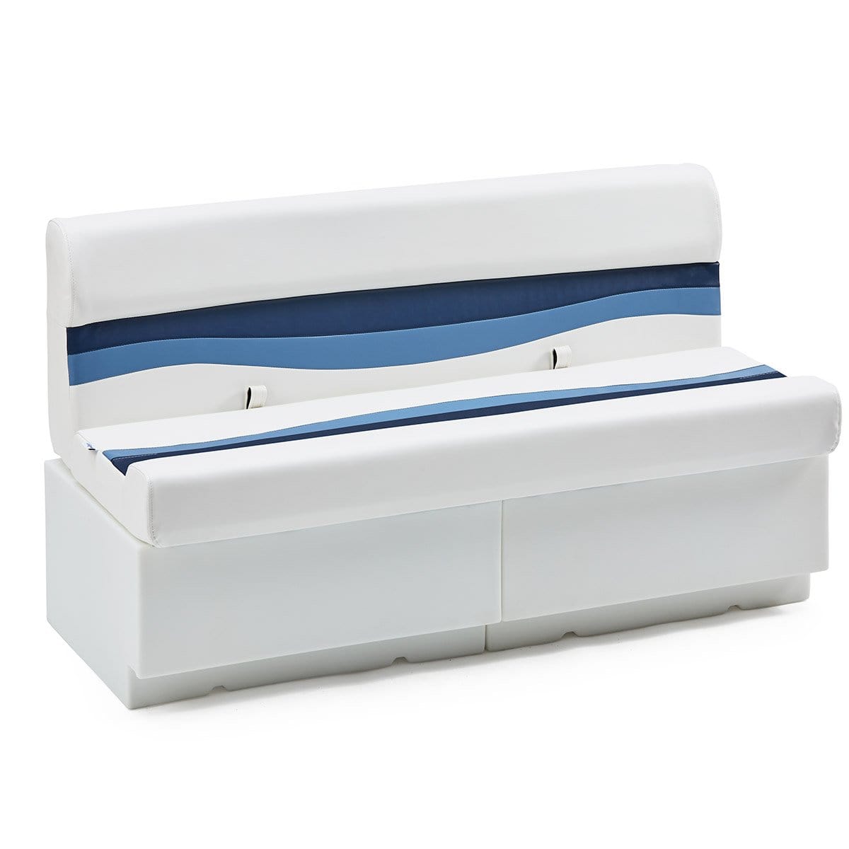 DeckMate Classic Pontoon Seat Bench #color_white, blue & light blue