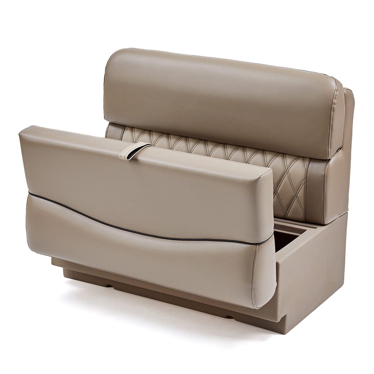 DeckMate Luxury Pontoon Bench Seat front open #color_tan & beige